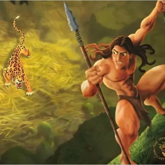 Disney | Art | Tarzan And Sabor Framed Disney Store Lithograph 999